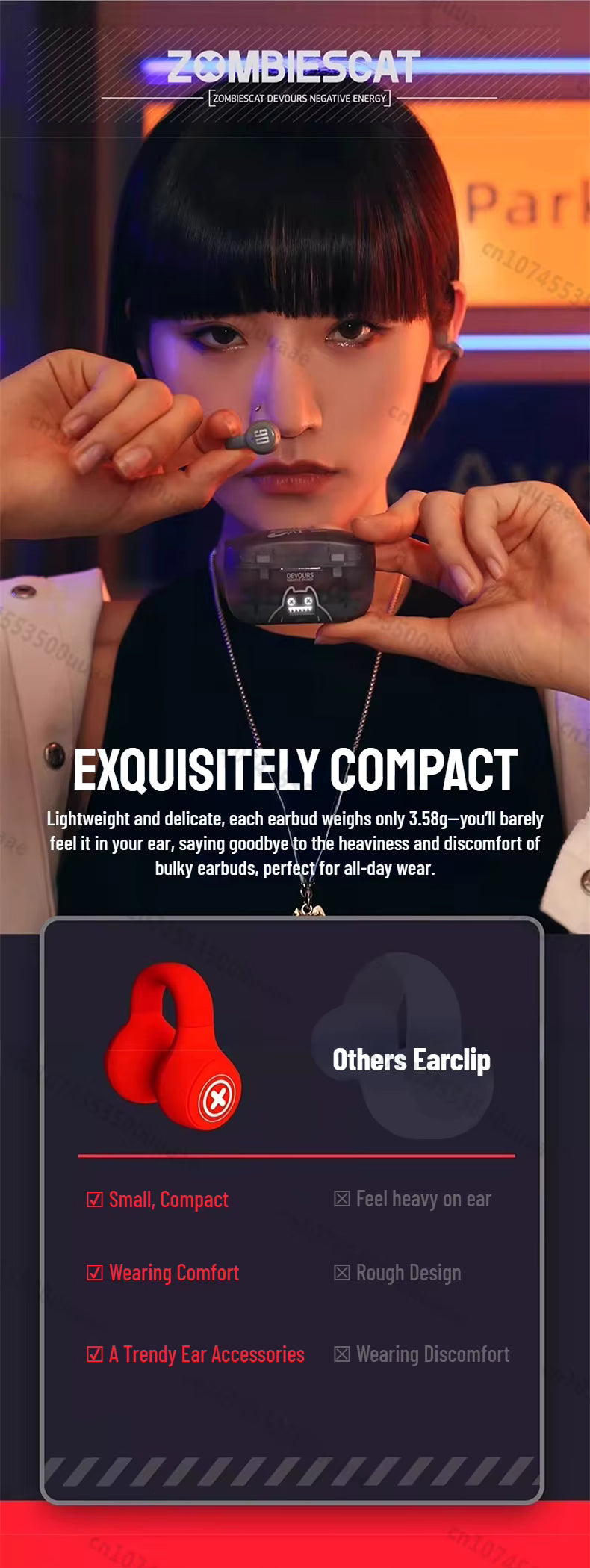 Zombiescat S4 Auriculares Bluetooth Clip de Oreja OWS Inalámbricos