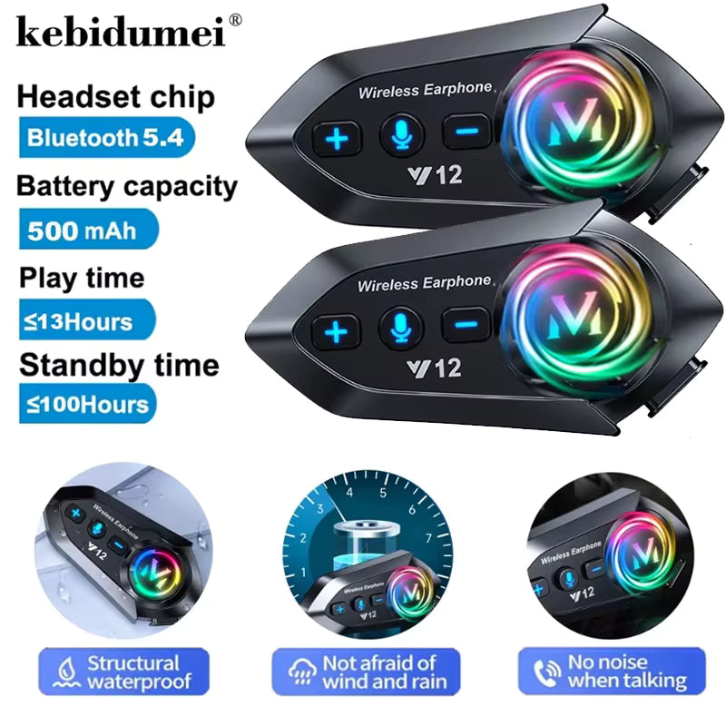 Auriculares Y12 con micrófono Dual para casco de motocicleta, Kit de teléfono inalámbrico con llamadas manos libres, reproductor de música MP3 resistente al agua, altavoz, Radio FM