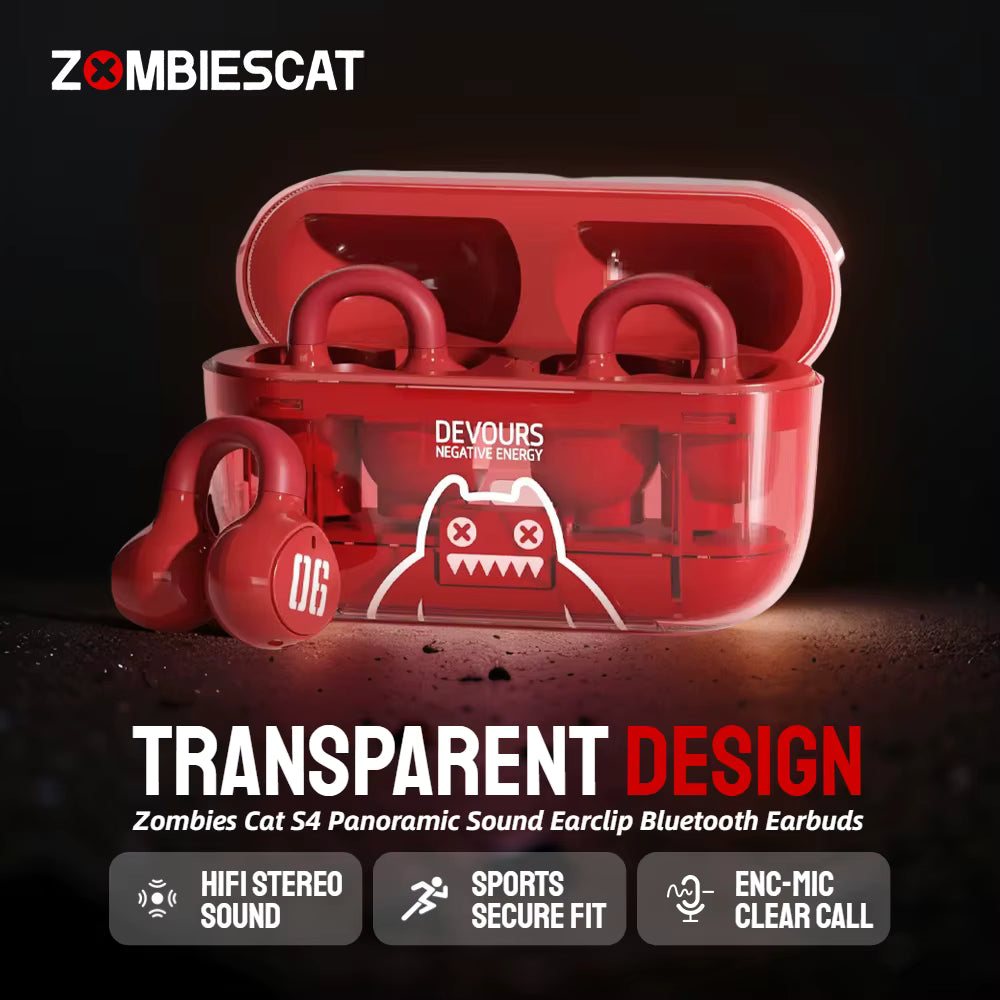 Zombiescat S4 Auriculares Bluetooth Clip de Oreja OWS Inalámbricos